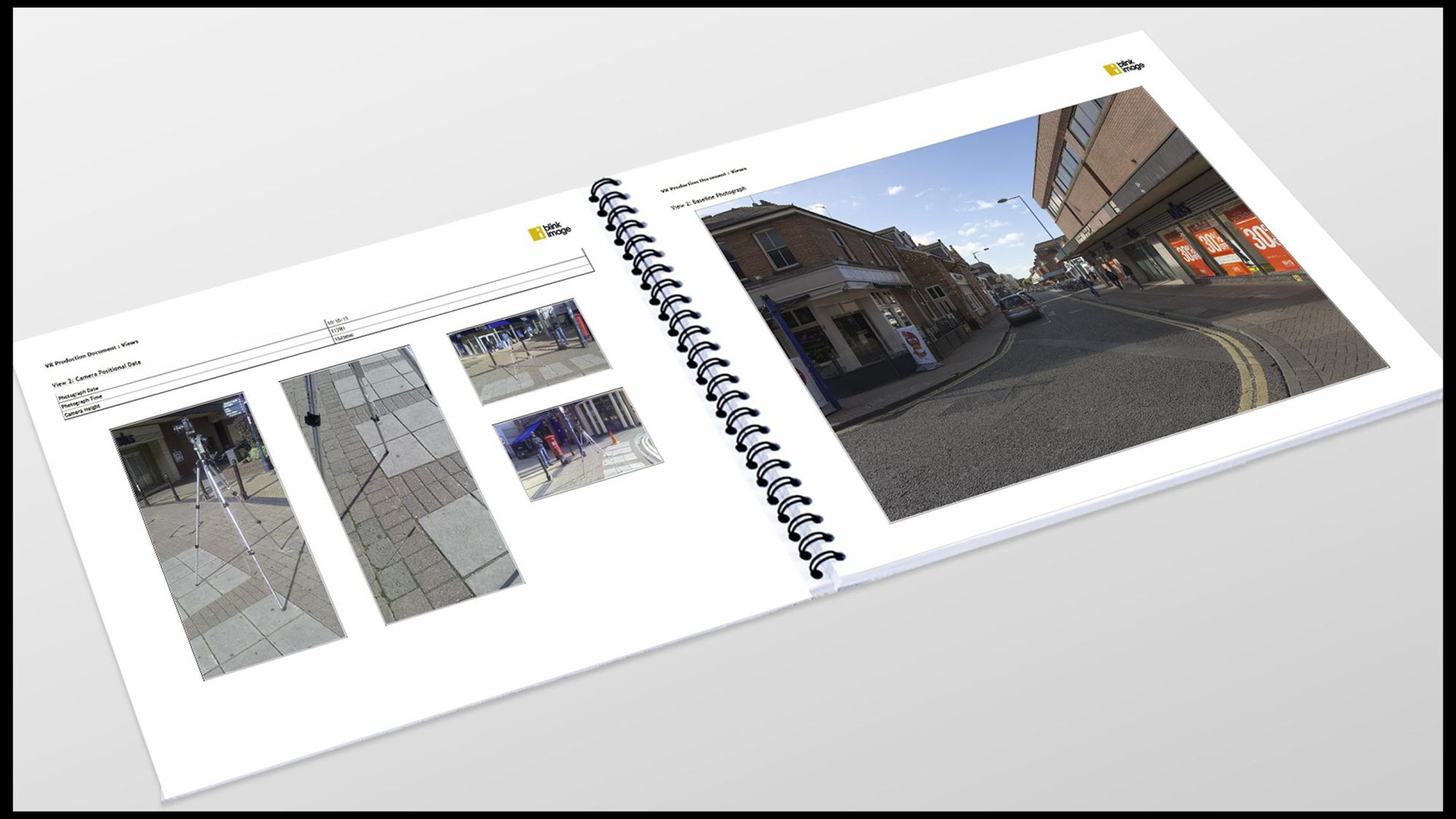 Blink Image production document recording camera positional data and the baseline photograph for a viewpoint